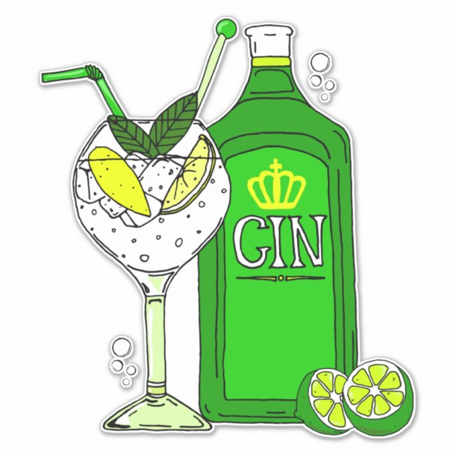 Adesivo Amor Gin e Tonic Coctail Vidro e Bar (Frente)