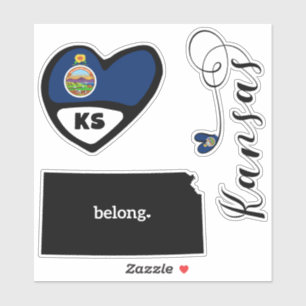 Adesivo Amor Kansas, 3 Designs, Die Cut Stickers