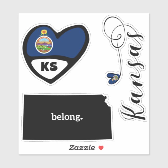 Adesivo Amor Kansas, 3 Designs, Die Cut Stickers (Folha)