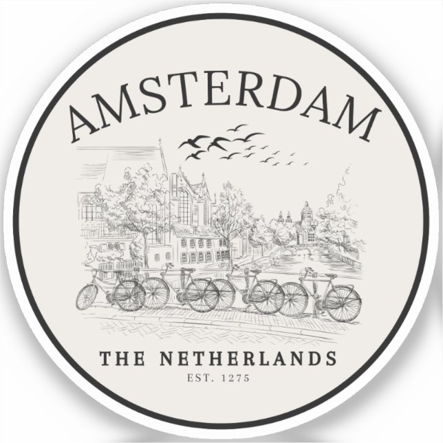 Adesivo Amsterdam Cute Vintage Landscape (Frente)