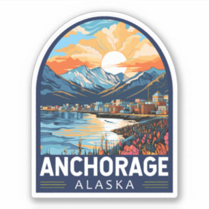 Adesivo Anchorage Alaska Viagem Art Emblem
