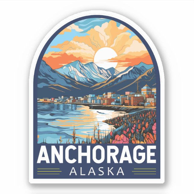 Adesivo Anchorage Alaska Viagem Art Emblem (Frente)
