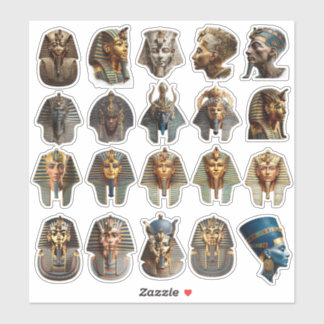Adesivo Ancient Egyptian Pharaoh Faces Stickers | Gold 3D