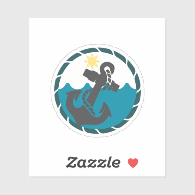 Adesivo Âncora azul e negra náutica (Folha)