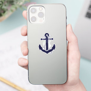 Adesivo Âncora de silhueta azul naval náutica/corda design