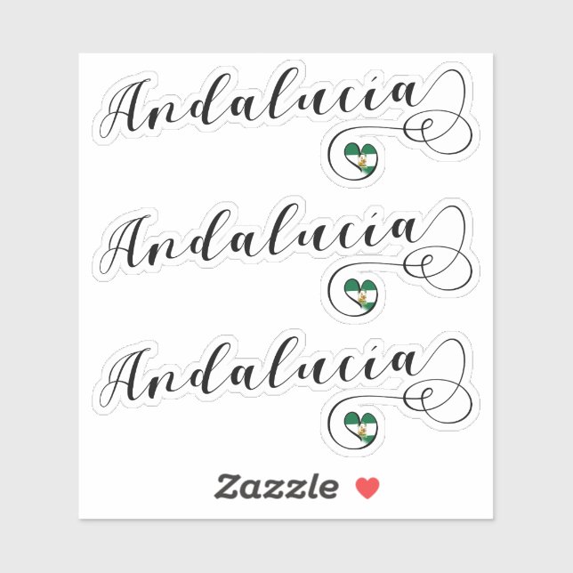 Adesivo Andalucía Heart Flag Stickers, Andaluzia, Espanha (Folha)