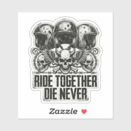 Adesivo Andar Juntos Morrer Nunca Arte de Caveira de Motoc