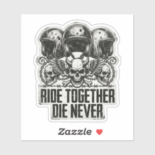 Adesivo Andar Juntos Morrer Nunca Arte de Caveira de Motoc