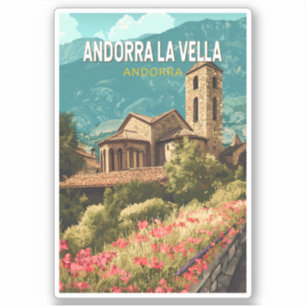 Adesivo Andorra la Vella Viagem Art Vintage