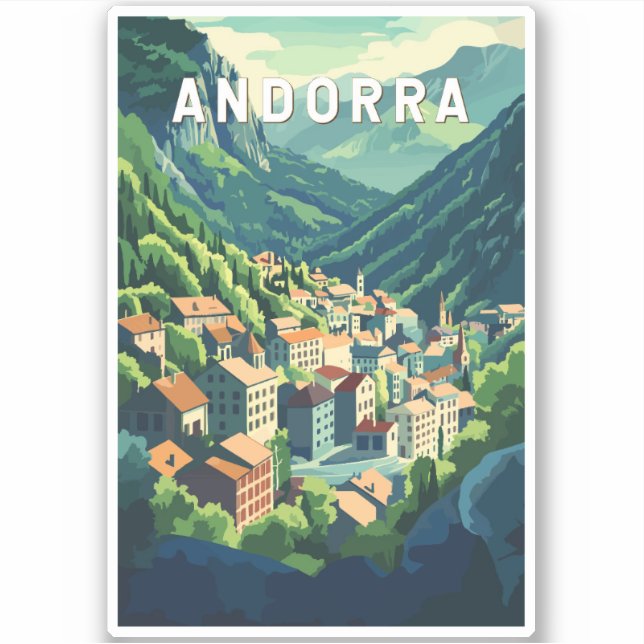 Adesivo Andorra Viagem Art Vintage (Frente)