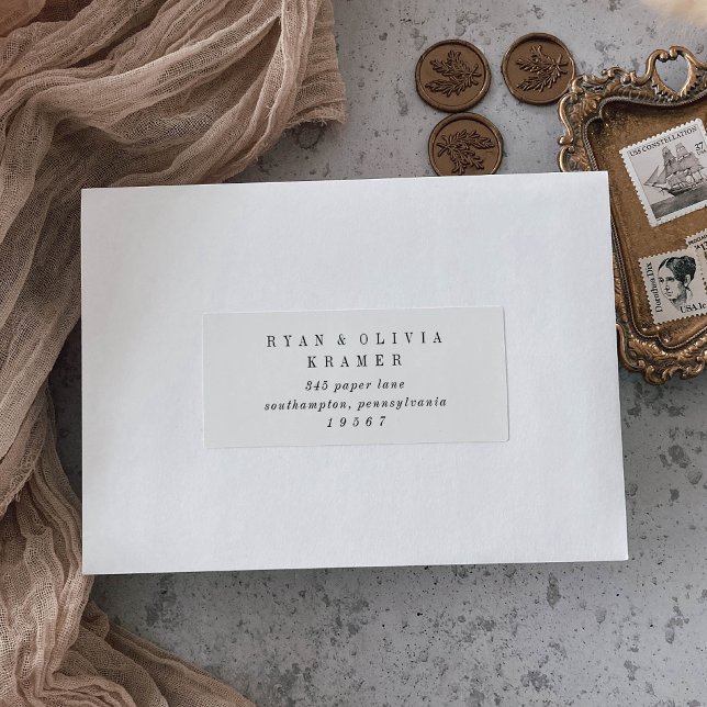 Adesivo ANDREA White Black Wedding Guest Address Labels (ANDREA White Black Wedding Guest Address Labels)