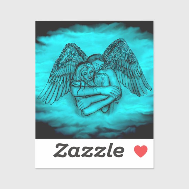 Adesivo Angel Eros in Love, design preto e verde (Folha)