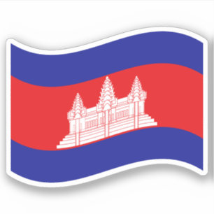 Adesivo Angkor Wat Cambodian Flag Wave