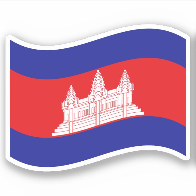 Adesivo Angkor Wat Cambodian Flag Wave (Frente)