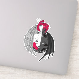 Adesivo Animação Vermelha Negra de Gemini Angel Demon