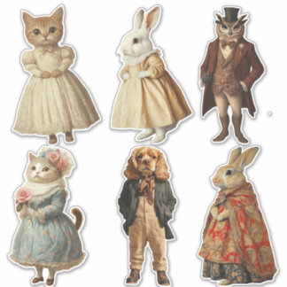 Adesivo Animais Antropomorfizados Vitorianos Vintage