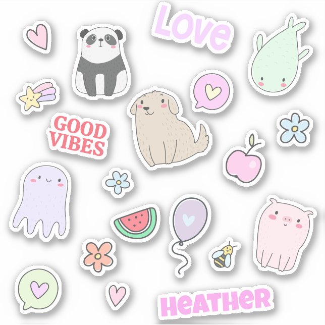 Adesivo Animais Cujos Filhos Personalizados Coloridos (Frente)