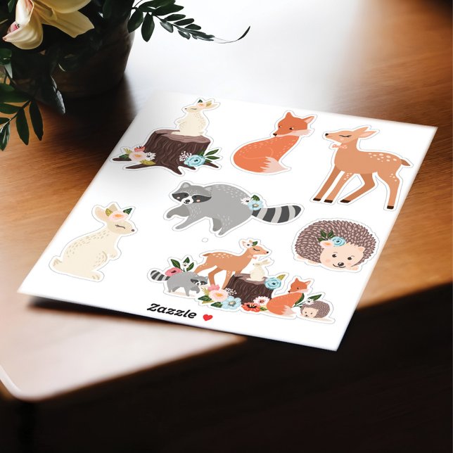 Adesivo Animais da Floresta de Borracha Cura (Cute Baby Woodland Forest Animals Sticker)