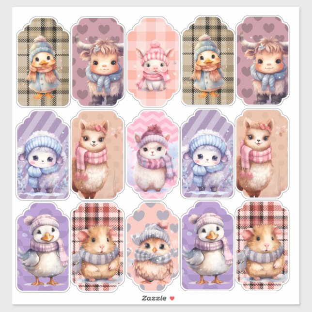 Adesivo Animais do estaleiro de inverno do Vinyl Sticker d (Folha)