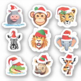 Adesivo Animais Safari selvagens engraçados Papais noeis F