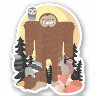 Adesivo animais Sasquatch Com Criaturas da Floresta