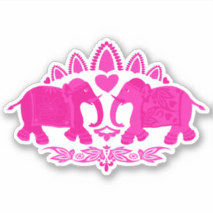 Adesivo Animal Decorativo de Elefantes Rosa