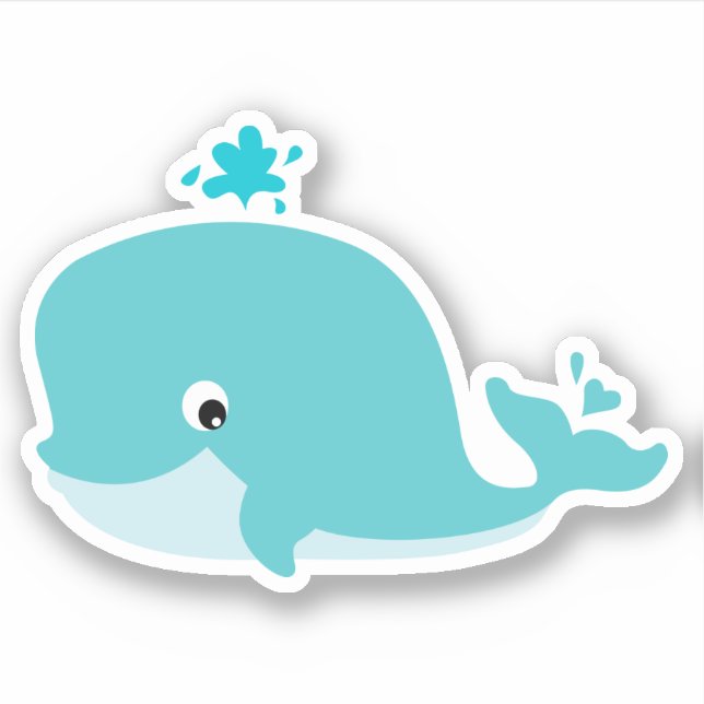 Adesivo Animal do mar branco, baleia bebê (Frente)