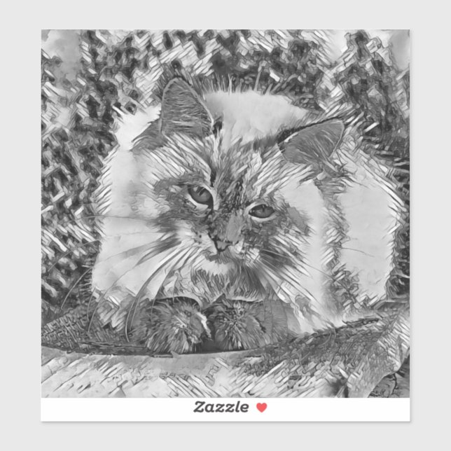 Adesivo AnimalArtBW_Cat_07 (Folha)