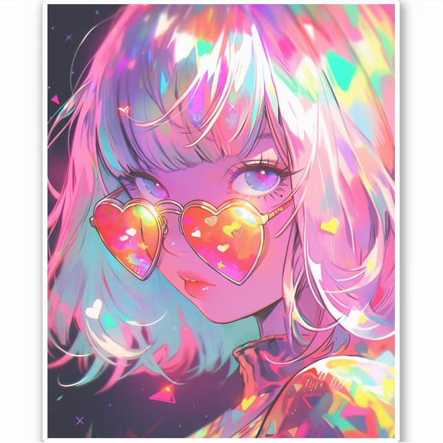 Adesivo Anime Girl Hearts (Frente)