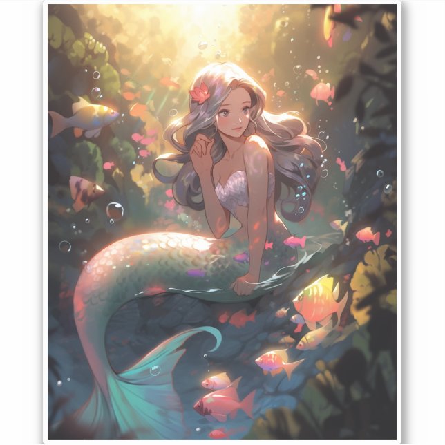 Adesivo Anime Mermaid Girl Fantasy Art (Frente)