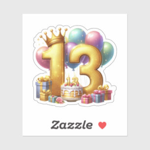 Adesivo Aniversário de 13 anos dourado