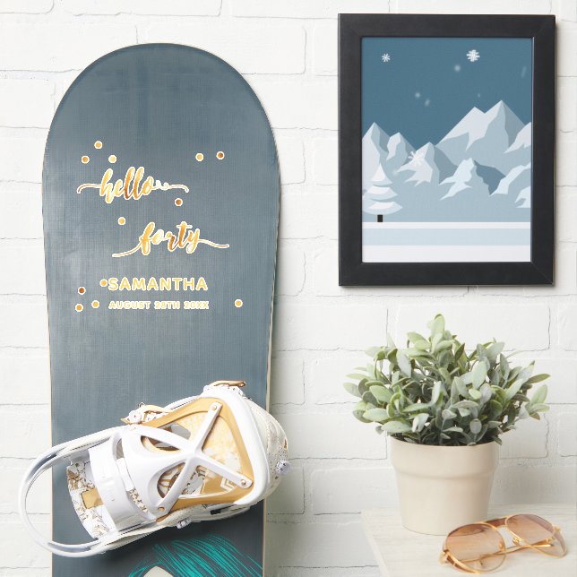 Adesivo aniversário de 40 anos alô, 40 dourados autocolant (Prancha de snowboard)