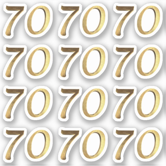 Adesivo Aniversário de 70 de 70 Faux Dourado (Frente)