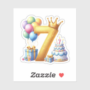 Adesivo Aniversário de 7 anos dourado