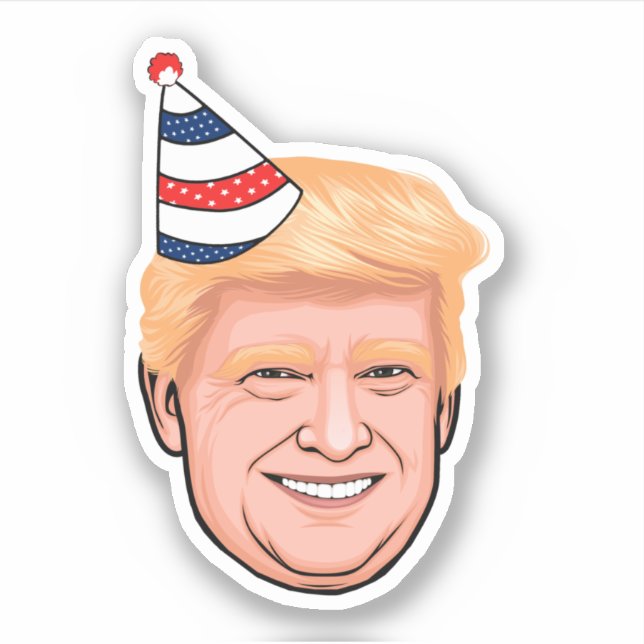 ADESIVO ANIVERSÁRIO DE DONALD TRUMP (Frente)