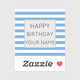 Adesivo Aniversário Feliz Azul E Branco