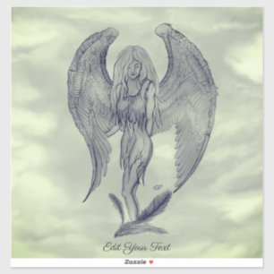 Adesivo Anjo, Arte Lápis em Marmor Design