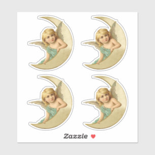 Adesivo Anjo bonito do Victorian que descansa na lua