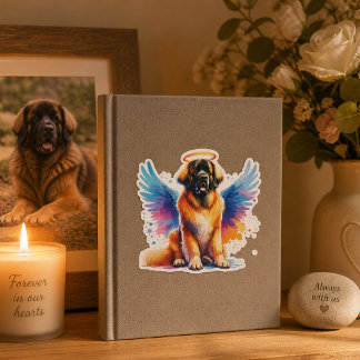 Adesivo Anjo Cachorro Leonberger Aquarela