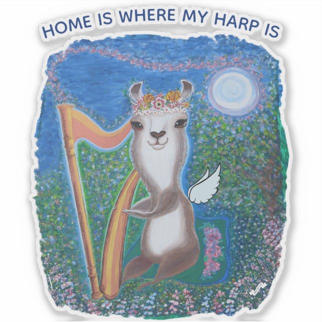 Adesivo Anjo da Lua com Harpa (Frente)