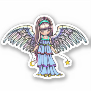 Adesivo Anjo doce segurando estrela e lua