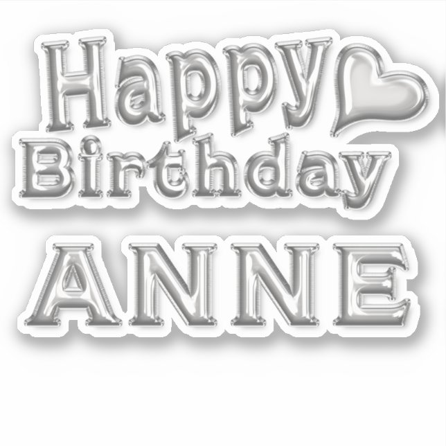 Adesivo Anne Happy Birthday silver Aufkleber Sticker (Frente)