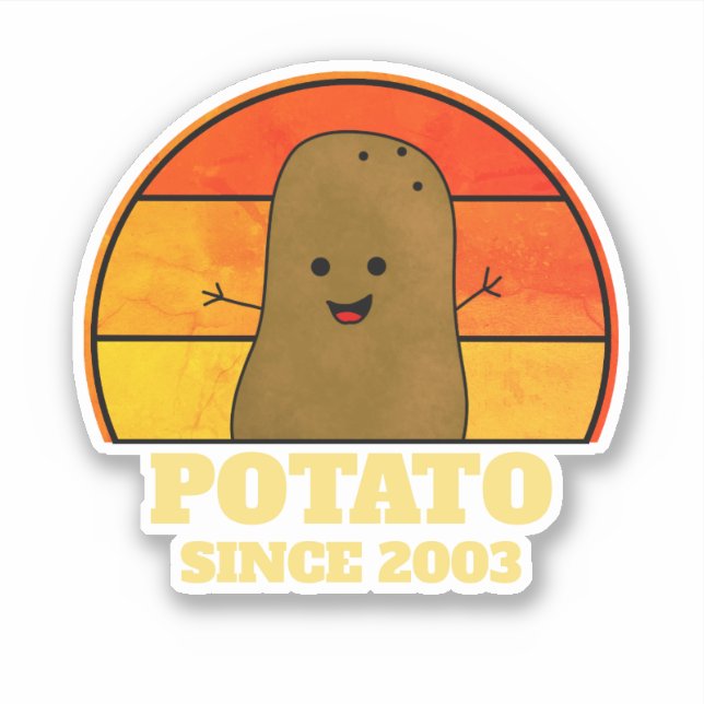 Adesivo Ano de Nascimento Batata Retro (Frente)