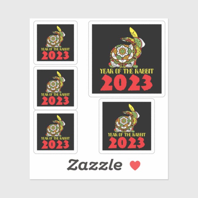 Adesivo Ano Novo Chinês do Coelho 2023 (Folha)