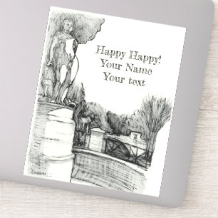 Adesivo Antiga fonte no parque com o menino da escultura