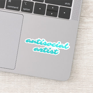Adesivo Antisocial Artist | Aqua Blue Funny Cursive