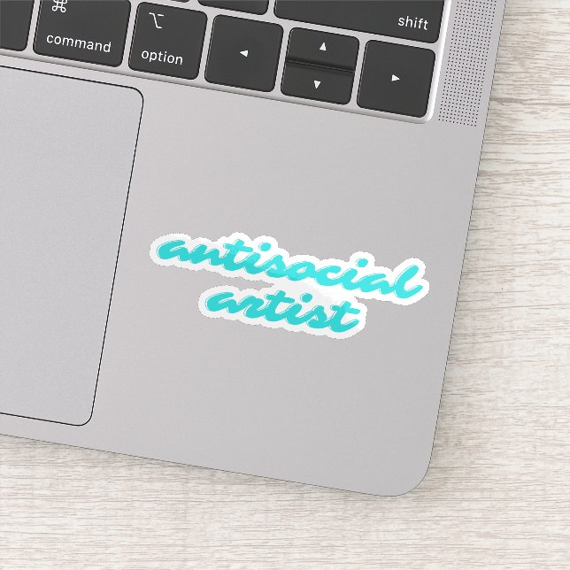 Adesivo Antisocial Artist | Aqua Blue Funny Cursive (Detalhe)