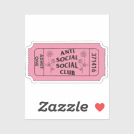 Adesivo Antisocial Social Club Admit One Ticket Sticker
