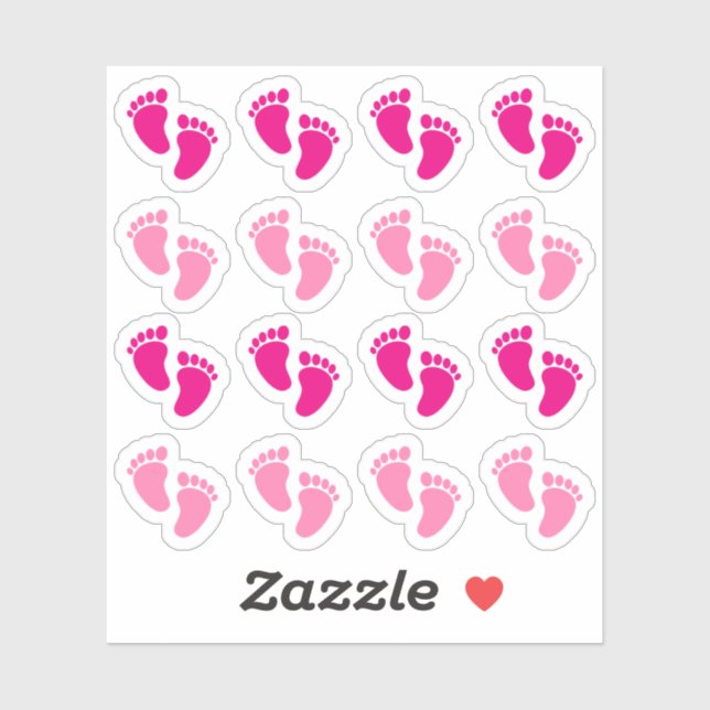 Adesivo Anúncio de Recém-Nascida Menina Bebê Rosa Pegada  (Folha)