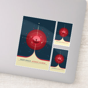 Adesivo Anúncio Sci-Fi, Relógio Atômico Vermelho, Espaço P